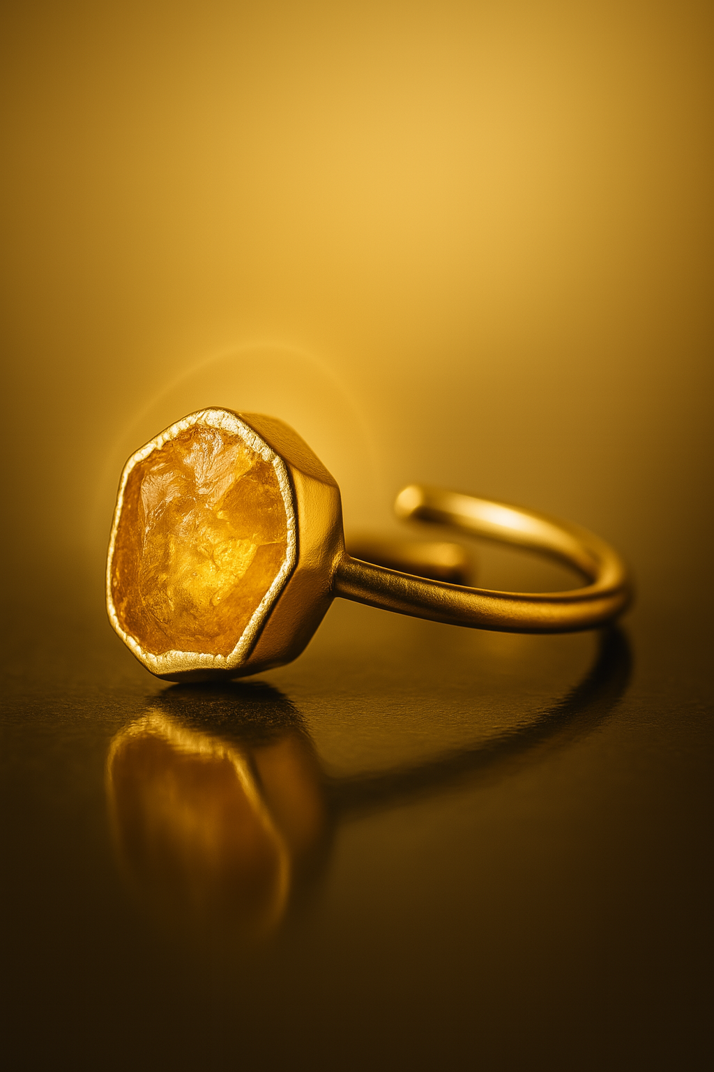 Raw Citrine Handmade Adjustable Ring in Sterling Silver