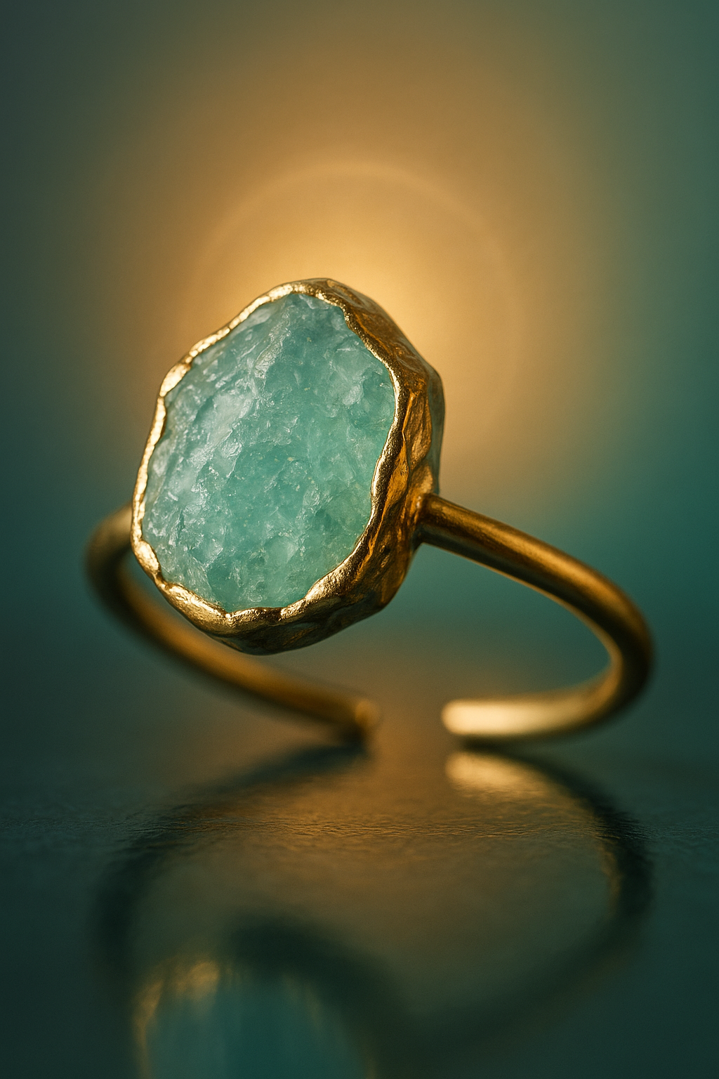 Raw Aquamarine Handmade Adjustable Ring in Sterling Silver