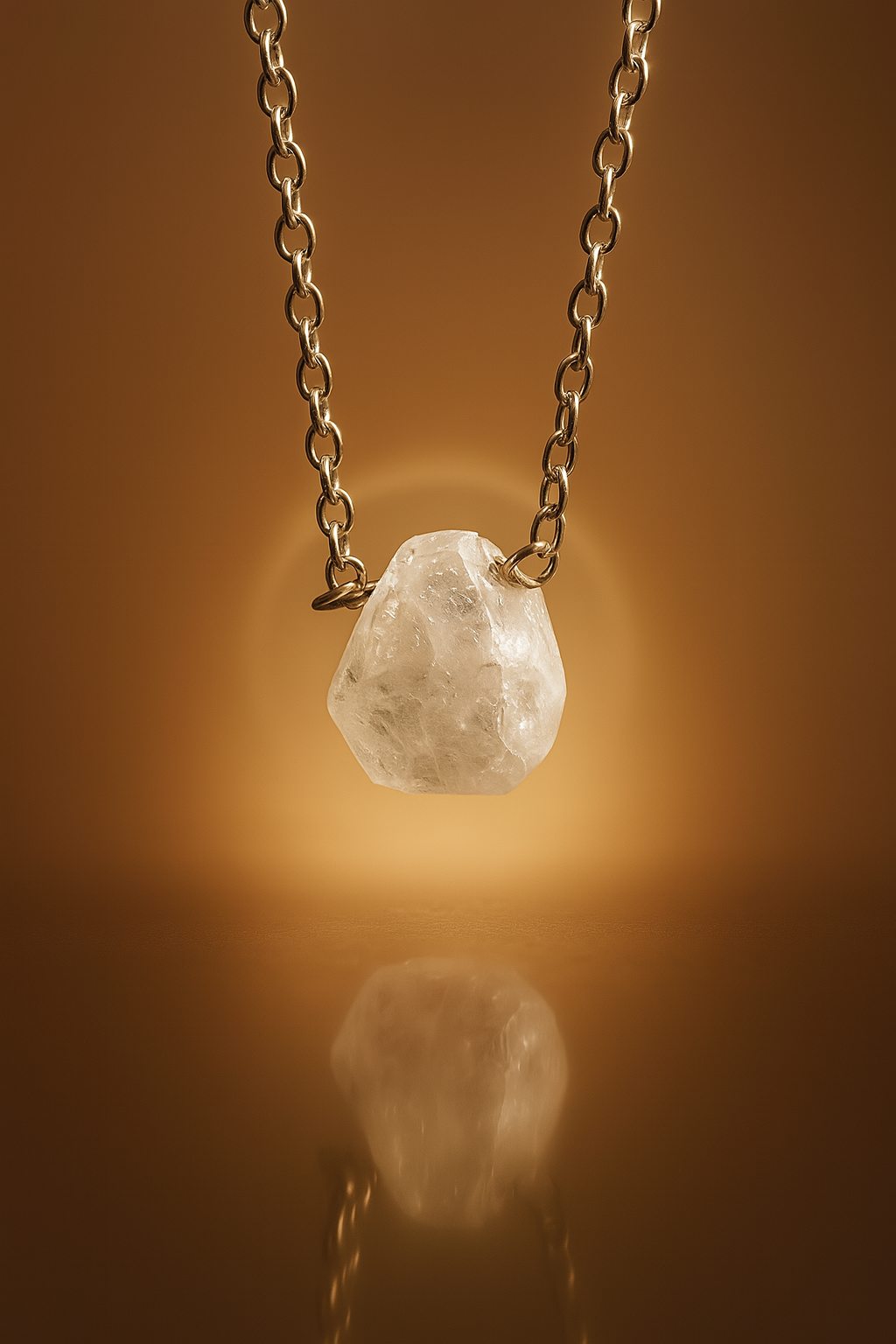 Raw Rainbow Moonstone Handmade Pendant with Chain in Sterling Silver