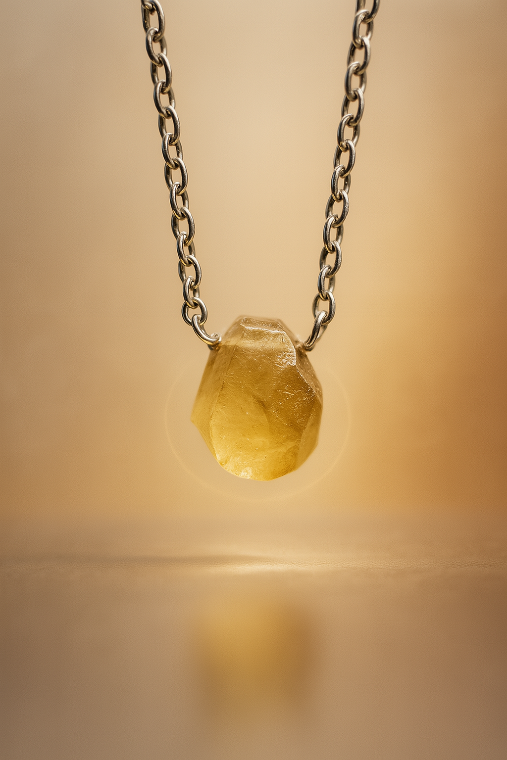 Raw Citrine Handmade Pendant with Chain in Sterling Silver