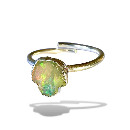 Raw Opal Adjustable Ring in Sterling Silver