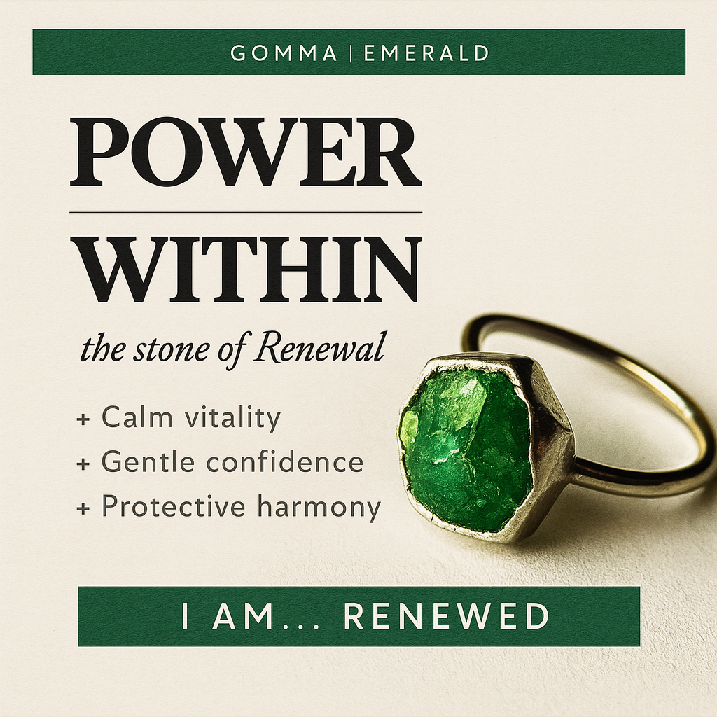 Raw Emerald Adjustable Ring in Sterling Silver