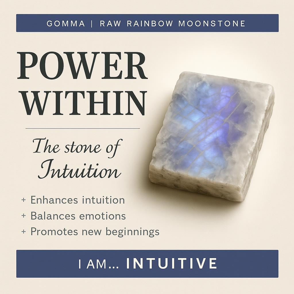 Raw Rainbow Moonstone Handmade Adjustable Ring in Sterling Silver