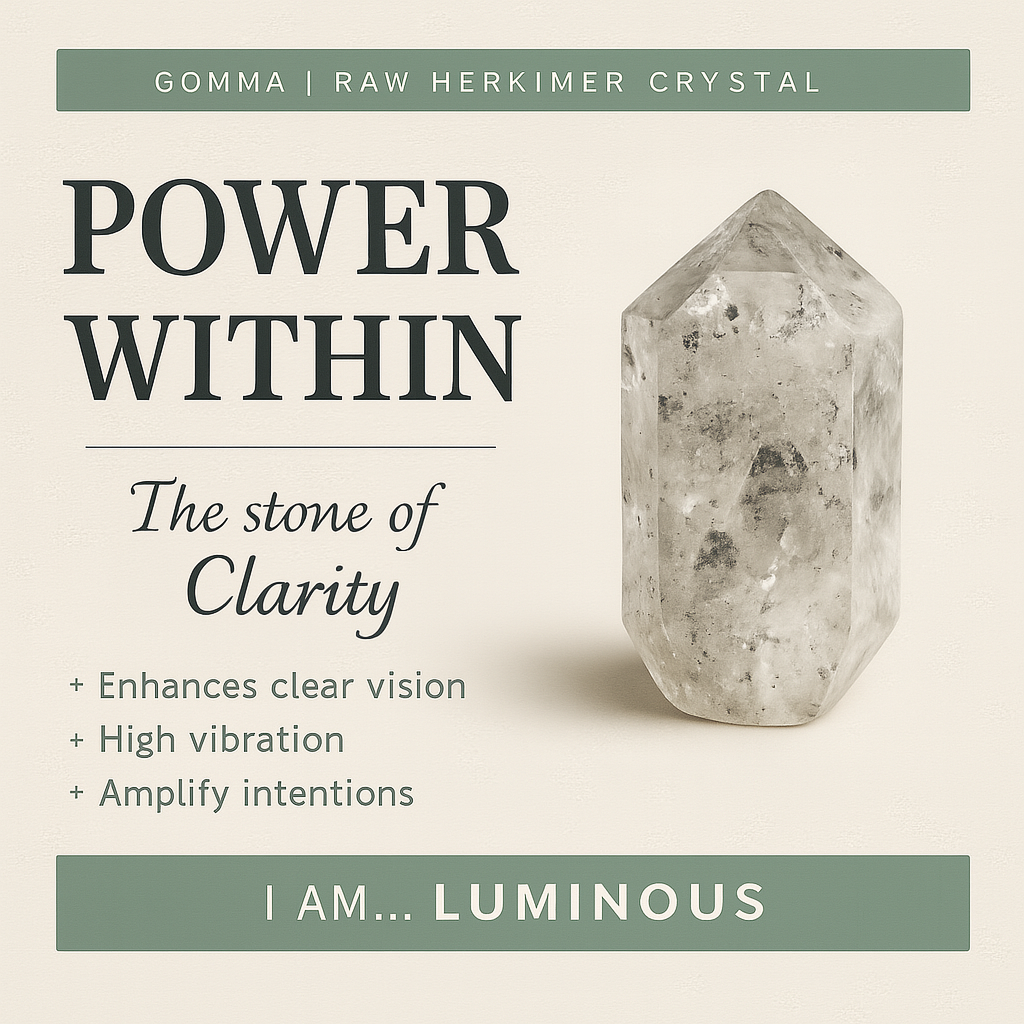 Raw Herkimer Diamond Handmade Adjustable Ring in Sterling Silver